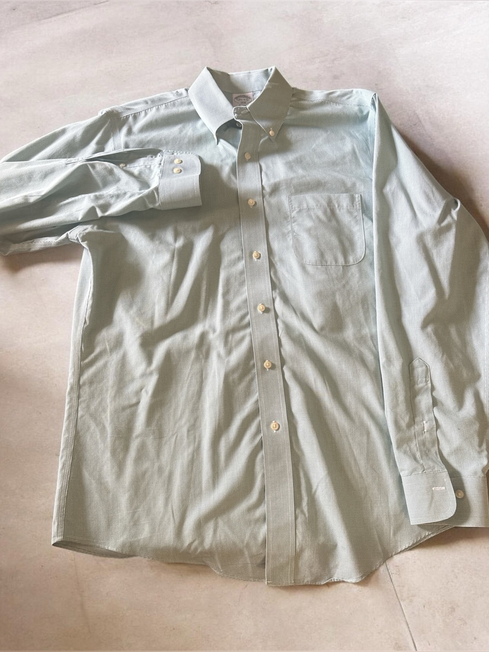 Brooks Brothers Light Sage Button-Down Dress Shirt Sz 15 1/4-4/5